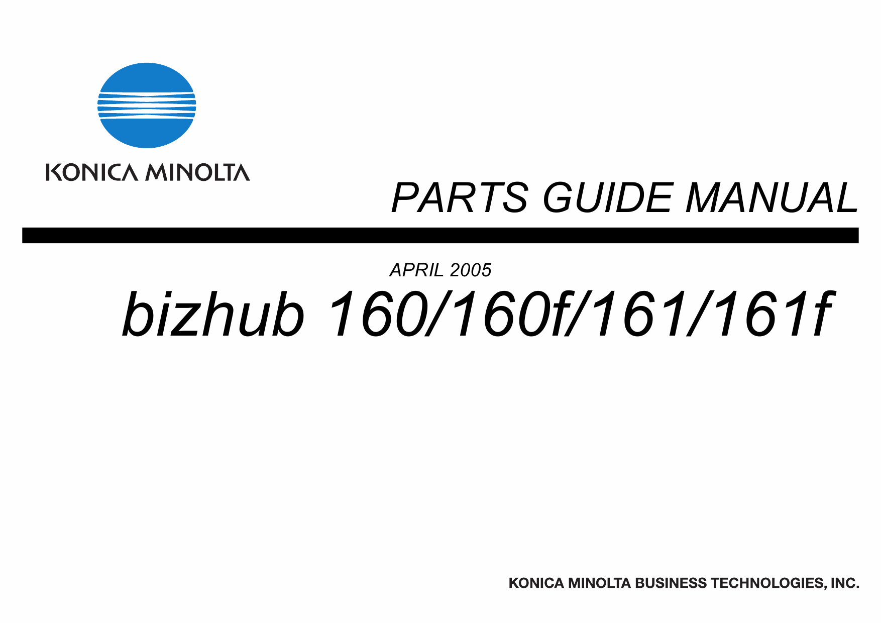 Konica-Minolta bizhub 160 160f 161 161f Parts Manual-1